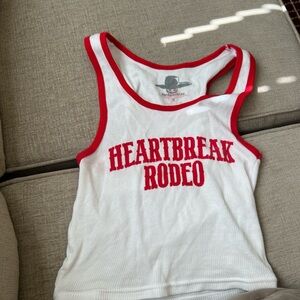 Ribbed Country Tank Top - Red & White